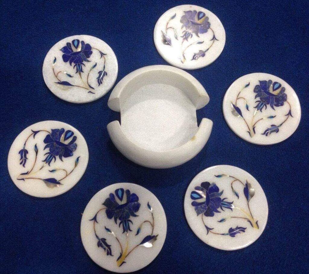 marble handicraft inlay coaster set