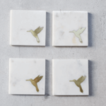 Bird Shape Brass Inlay Coaster set of 4 - 2