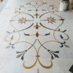 Simple and elegant marble inlay flooring design