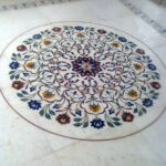 Circular marble inlay flooring pietra dura design