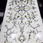 mop inlay work white dinning table top