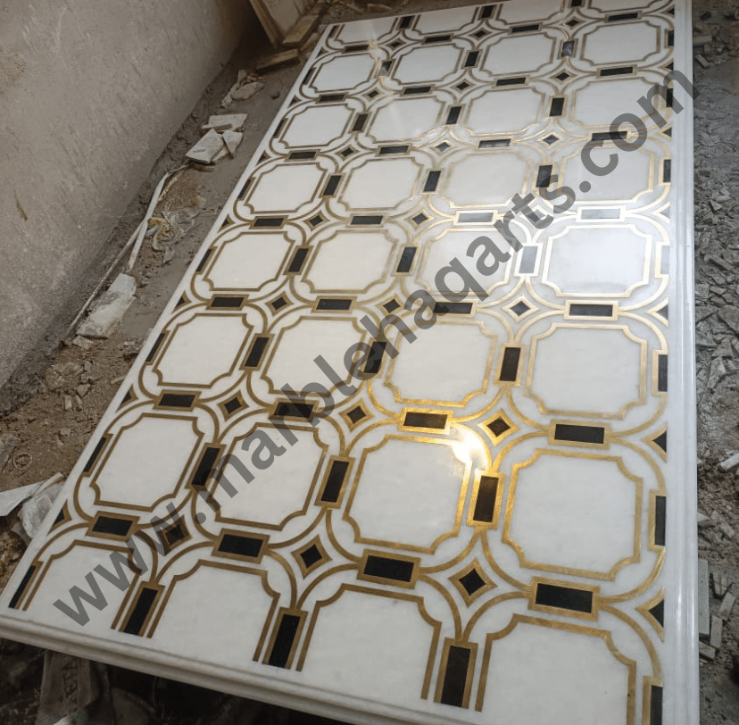 brass inlaid tabletop