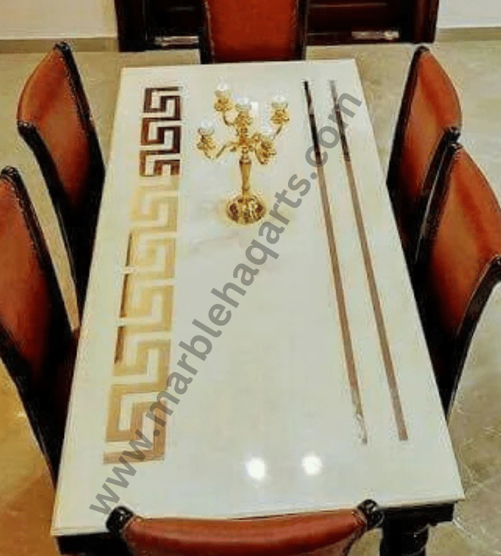 brass inlaid tabletop
